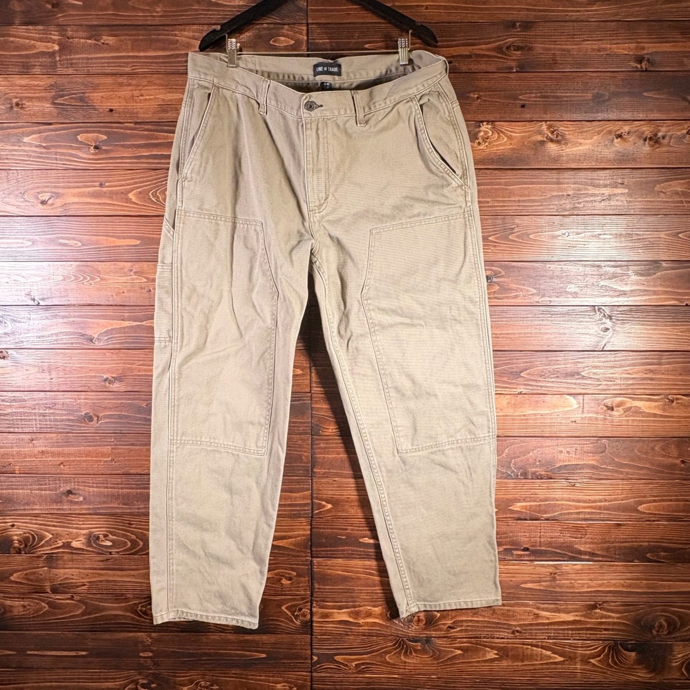 Line of Trade Mens Double Knee Work Pants Tan Khaki Utility Trousers 40x32